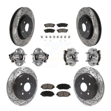 Front Rear Hub Bearing Coated Brake Rotor And Pad Kit (10Pc) For Toyota Camry Lexus ES350 KBB-125475