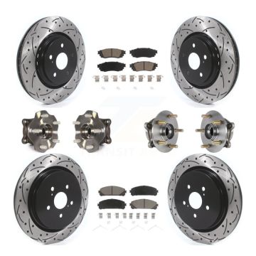 Front Rear Hub Bearing Coated Brake Rotor & Pads Kit (10Pc) For Lexus RX350 RX450h RX350L KBB-125478