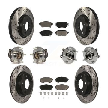 Front Rear Hub Bearing Coated Brake Rotor Pads Kit (10Pc) For Mazda 6 Naturally Aspirated KBB-125479