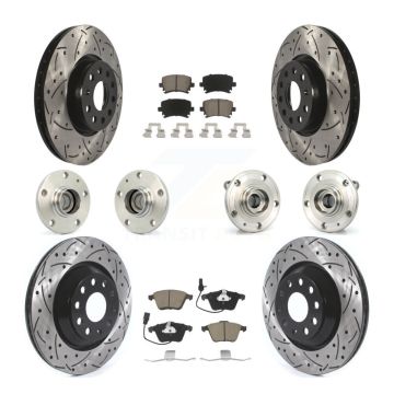 Front Rear Hub Bearings Coated Disc Brake Rotors And Pads Kit (10Pc) For Volkswagen CC KBB-125497