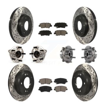 Front Rear Hub Bearing Coated Disc Brake Rotor Pad Kit (10Pc) For 2017 Hyundai Elantra GT KBB-125498