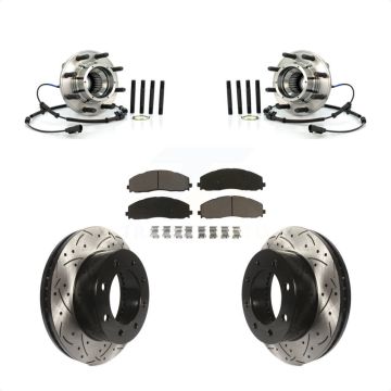 Front Hub Bearing Coat Drill Slot Brake Rotor Pads Kit For 2013 Ford F-250 Super Duty 4WD KBB-125503