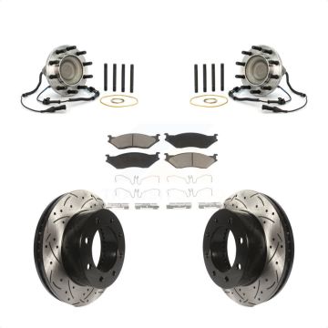 Front Hub Bearing Drilled Slot Brake Rotor Pads Kit For 05-09 Ford F-450 Super Duty 4 X 2 KBB-125504