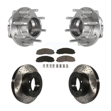 Front Hub Bearing Coat Drill Slot Brake Rotor Pad Kit For Ford F-350 Super Duty F-250 4WD KBB-125508