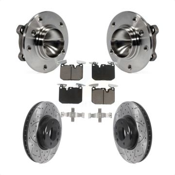 Front Hub Bearing Coated Drill Slot Brake Rotor Pad Kit For 2013 BMW 328i Sedan with 3.0L KBB-125514
