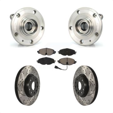 Front Hub Bearing Assembly Coated Drilled Slot Brake Rotor Pads Kit For Volkswagen Passat KBB-125518