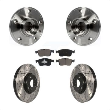 Front Hub Bearing Assembly Coated Drilled Slotted Disc Brake Rotor Pad Kit For Volvo XC60 KBB-125520