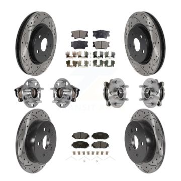 Front Rear Hub Bearings Coated Disc Brake Rotors And Pads Kit (10Pc) For Toyota Camry KBB-125531