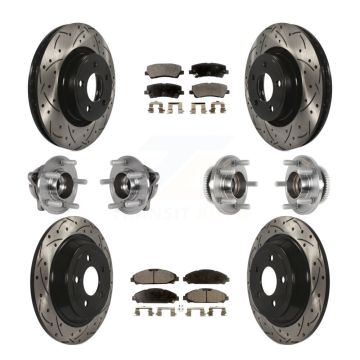 Front Rear Hub Bearing Coated Brake Rotor & Pads Kit (10Pc) For Ford Mustang V6 with 3.7L KBB-125535