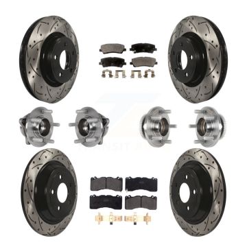 Front Rear Hub Bearing Coat Brake Rotor Pad Kit (10Pc) For 2015 Ford Mustang V6 with 3.7L KBB-125536