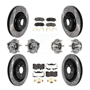 Front Rear Hub Bearings Coated Disc Brake Rotors And Pads Kit (10Pc) For Ford Mustang KBB-125537