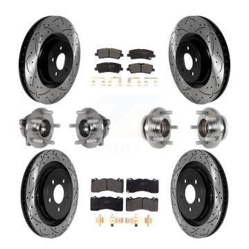Front Rear Hub Bearings Coated Disc Brake Rotors And Pads Kit (10Pc) For Ford Mustang KBB-125539