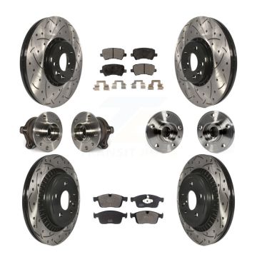 Front Rear Hub Bearing Coated Disc Brake Rotor And Pad Kit (10Pc) For 2017 Volvo XC60 AWD KBB-125544