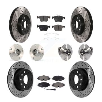 Front Rear Hub Bearing Coated Brake Rotor Pads Kit (10Pc) For 19-21 Volkswagen Jetta 1.4L KBB-125563