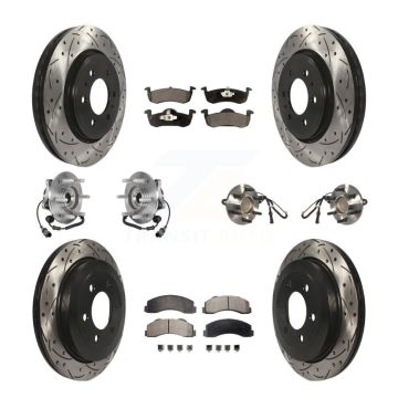 Front Rear Hub Bearing Coated Brake Rotor Pads Kit (10Pc) For Ford Expedition Lincoln RWD KBB-125571