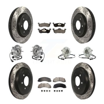 Front Rear Hub Bearing Coated Brake Rotor Pads Kit (10Pc) For Ford Expedition Lincoln 4WD KBB-125572