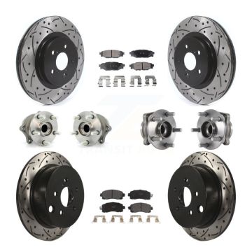 Front Rear Hub Bearings Coated Disc Brake Rotors And Pads Kit (10Pc) For Subaru Crosstrek KBB-125574