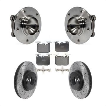 Front Hub Bearing Coated Drill Slot Brake Rotor Pad Kit For 2013 BMW 328i Sedan with 3.0L KBB-125584