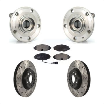 Front Hub Bearing Assembly Coated Drilled Slot Brake Rotor Pads Kit For Volkswagen Passat KBB-125591