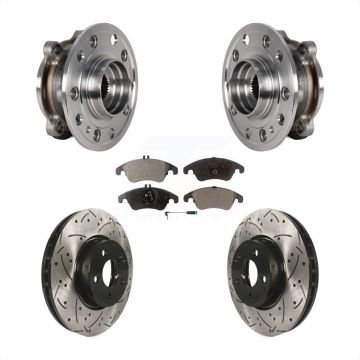 Front Bearing Assembly Drilled Slot Brake Rotor & Pad Kit For 2017 Mercedes-Benz E400 AWD KBB-125592