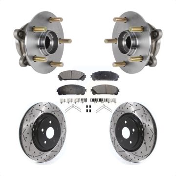 Front Hub Bearing Drilled Slot Brake Rotor Pads Kit For Lexus RX350 RX450h RX350L RX450hL KBB-125594