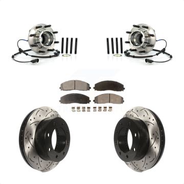 Front Hub Bearing Coat Drill Slot Brake Rotor Pads Kit For 2013 Ford F-250 Super Duty 4WD KBB-125601