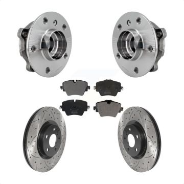 Front Hub Bearing Drilled Slot Brake Rotor & Pad Kit For BMW X1 Mini Cooper Countryman X2 KBB-125603