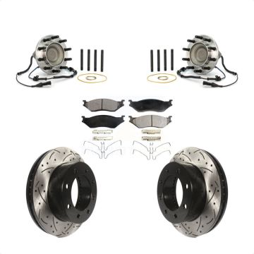 Front Hub Bearing Drilled Slot Brake Rotor Pads Kit For 05-09 Ford F-450 Super Duty 4 X 2 KBB-125607