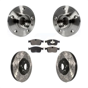 Front Hub Bearing Assembly Coated Drilled Slotted Disc Brake Rotor Pad Kit For Volvo XC60 KBB-125608