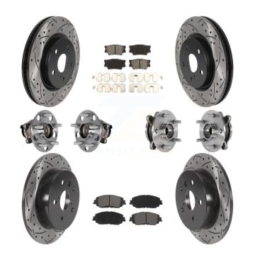 Front Rear Hub Bearings Coated Disc Brake Rotors And Pads Kit (10Pc) For Toyota Camry KBB-125616