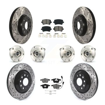 Front Rear Hub Bearings Coated Disc Brake Rotors And Pads Kit (10Pc) For Volkswagen CC KBB-125634