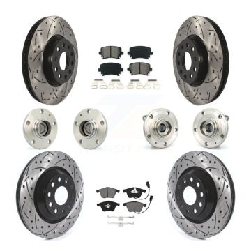 Front Rear Hub Bearings Coated Disc Brake Rotors And Pads Kit (10Pc) For Volkswagen CC KBB-125635