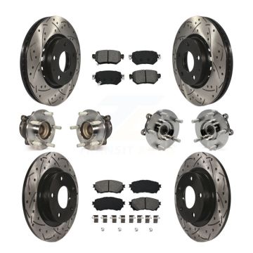 Front Rear Hub Bearing Coated Brake Rotor Pads Kit (10Pc) For Mazda 6 Naturally Aspirated KBB-125637