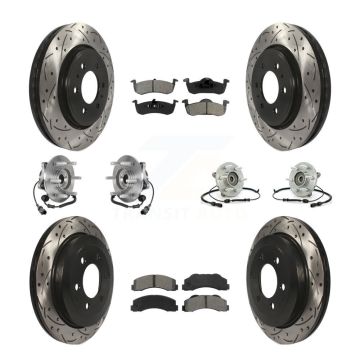 Front Rear Hub Bearing Coated Brake Rotor Pads Kit (10Pc) For Ford Expedition Lincoln 4WD KBB-125638