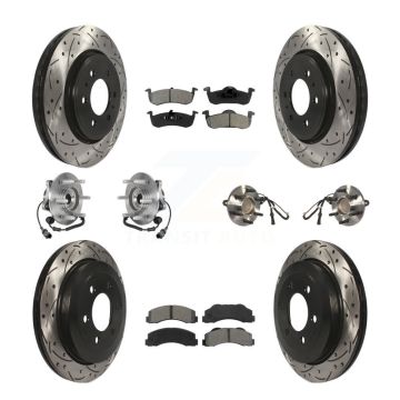 Front Rear Hub Bearing Coated Brake Rotor Pads Kit (10Pc) For Ford Expedition Lincoln RWD KBB-125639