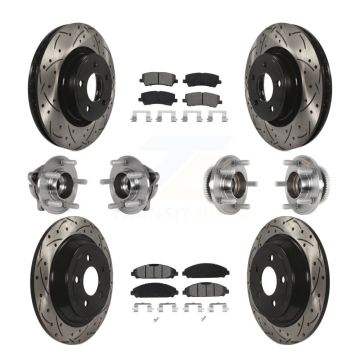 Front Rear Hub Bearing Coated Brake Rotor & Pads Kit (10Pc) For Ford Mustang V6 with 3.7L KBB-125647