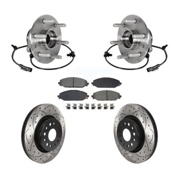 Front Hub Bearing Drill Slot Brake Rotor Pads Kit For Ram 1500 Without 22" Factory Wheels KBB-125658