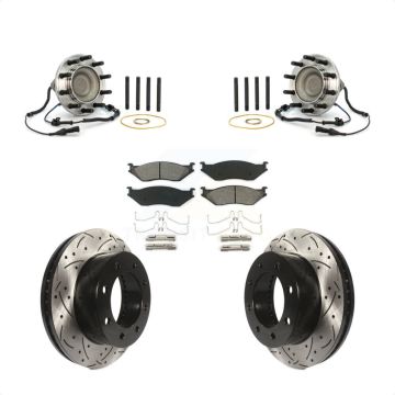 Front Hub Bearing Drilled Slot Brake Rotor Pads Kit For 05-09 Ford F-450 Super Duty 4 X 2 KBB-125660