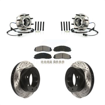 Front Hub Bearing Coat Drill Slot Brake Rotor Pads Kit For 2013 Ford F-250 Super Duty 4WD KBB-125661