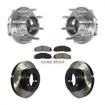 Front Hub Bearing Coat Drill Slot Brake Rotor Pad Kit For Ford F-350 Super Duty F-250 4WD KBB-125662