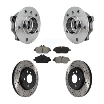 Front Hub Bearing Assembly Coated Drilled Slotted Brake Rotor And Pad Kit For Mini Cooper KBB-125665