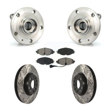 Front Hub Bearing Assembly Coated Drilled Slot Brake Rotor Pads Kit For Volkswagen Passat KBB-125672