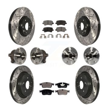 Front Rear Hub Bearing Coated Disc Brake Rotor And Pad Kit (10Pc) For 2017 Volvo XC60 AWD KBB-125695