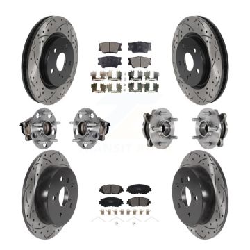Front Rear Hub Bearings Coated Disc Brake Rotors And Pads Kit (10Pc) For Toyota Camry KBB-125697