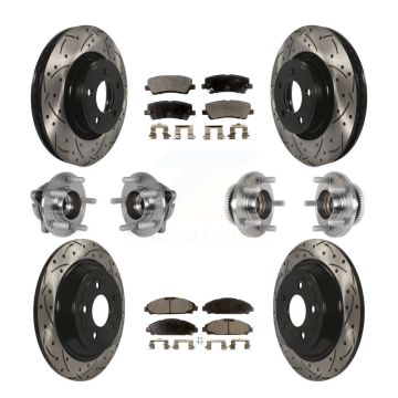 Front Rear Hub Bearing Coated Brake Rotor & Pads Kit (10Pc) For Ford Mustang V6 with 3.7L KBB-125721