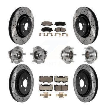 Front Rear Hub Bearings Coated Disc Brake Rotors And Pads Kit (10Pc) For Ford Mustang KBB-125722
