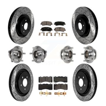 Front Rear Hub Bearings Coated Disc Brake Rotors And Pads Kit (10Pc) For Ford Mustang KBB-125723