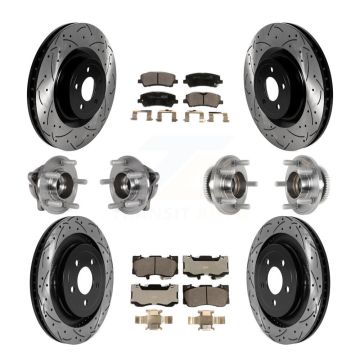Front Rear Hub Bearings Coated Disc Brake Rotors And Pads Kit (10Pc) For Ford Mustang KBB-125724