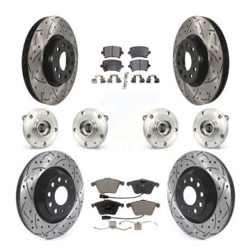 Front Rear Hub Bearings Coated Disc Brake Rotors And Pads Kit (10Pc) For Volkswagen CC KBB-125725