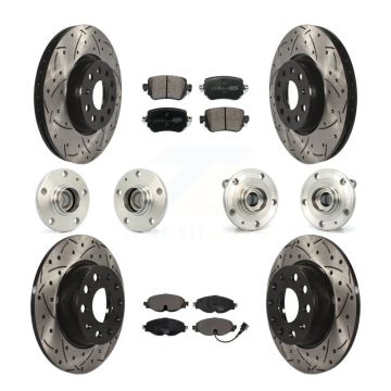 Front Rear Hub Bearing Coated Disc Brake Rotors And Pads Kit (10Pc) For Volkswagen Passat KBB-125726
